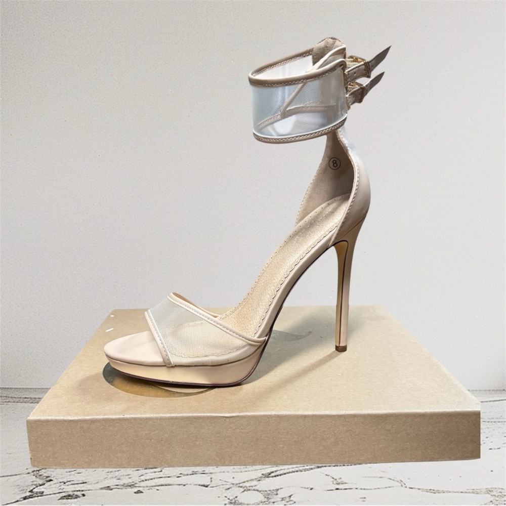Charlotte Russe Cream Ankle Strap Heels